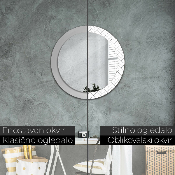 Espelho circular de parede decorativo Espinha de peixe