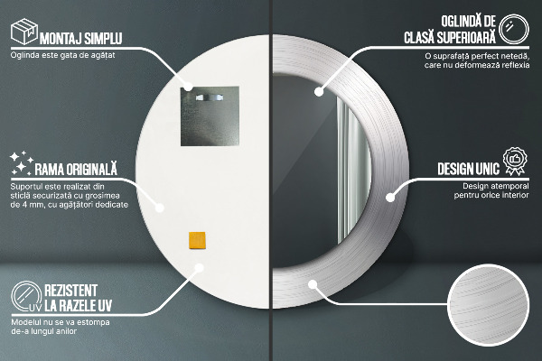 Espelho de parede circular decorativo Aço brilhante