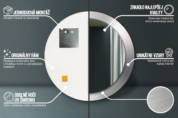 Espelho de parede circular decorativo Aço brilhante