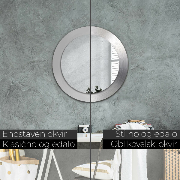 Espelho de parede circular decorativo Aço brilhante