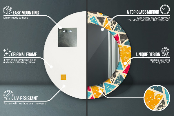 Espelho de parede circular decorativo Composição retro