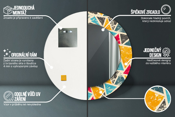 Espelho de parede circular decorativo Composição retro