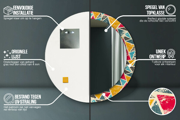 Espelho de parede circular decorativo Composição retro