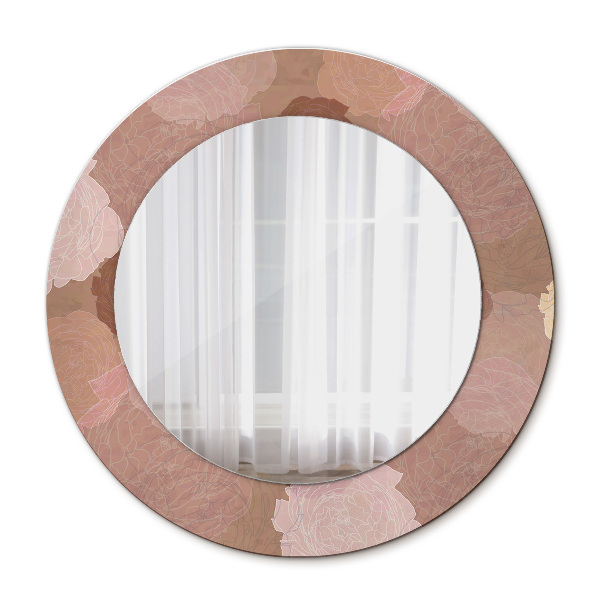 Espelho circular de parede decorativo Composição de rosas
