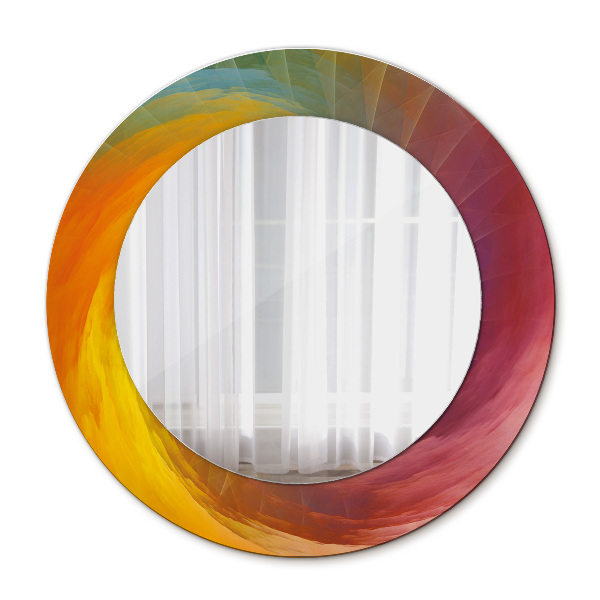 Espelho com moldura impressa redondo Espiral hipnótica