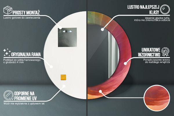 Espelho com moldura impressa redondo Espiral hipnótica