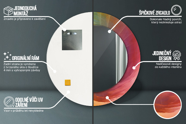 Espelho com moldura impressa redondo Espiral hipnótica