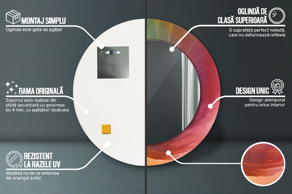 Espelho com moldura impressa redondo Espiral hipnótica