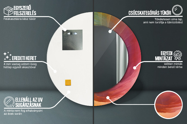 Espelho com moldura impressa redondo Espiral hipnótica