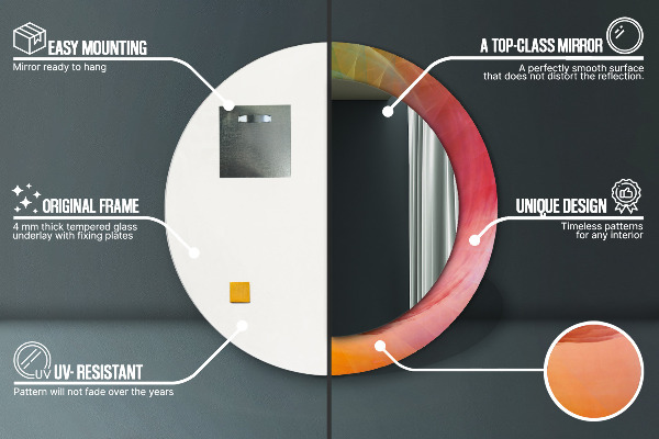 Espelho com moldura impressa redondo Espiral hipnótica