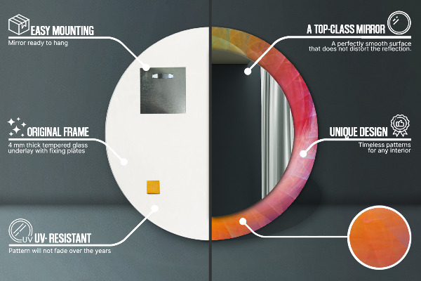 Espelho com moldura impressa redondo Espiral hipnótica