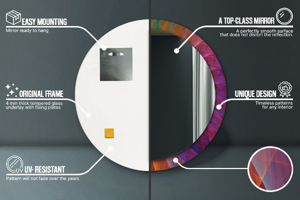 Espelho com moldura impressa redondo Espiral hipnótica