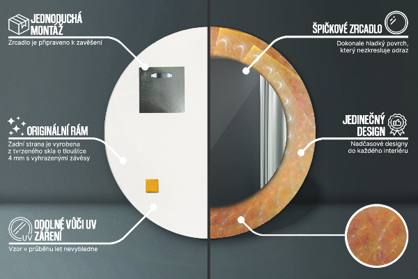 Espelho circular de parede decorativo Espiral abstrata