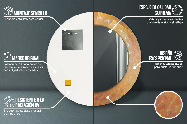 Espelho circular de parede decorativo Espiral abstrata