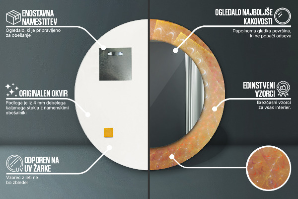 Espelho circular de parede decorativo Espiral abstrata