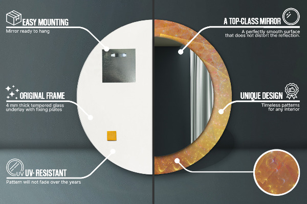 Espelho circular de parede decorativo Espiral abstrata