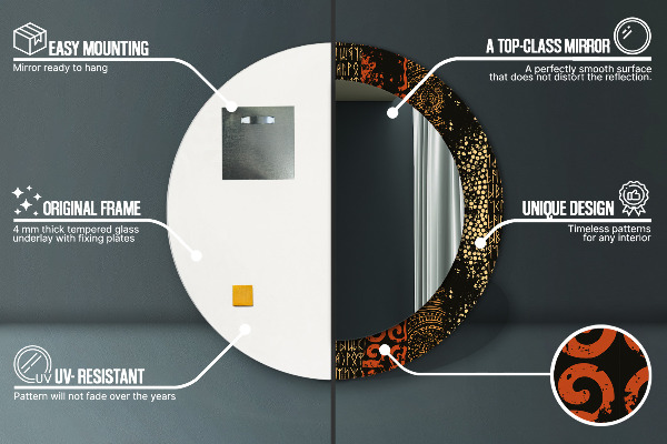 Espelho com moldura impressa redondo Padrão abstrato grunge