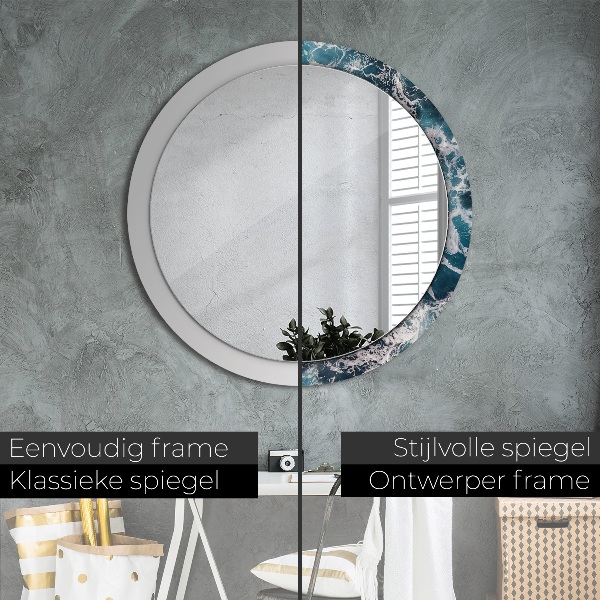 Espelho circular de parede decorativo Mar tempestuoso