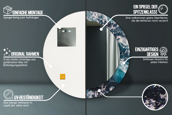 Espelho circular de parede decorativo Mar tempestuoso