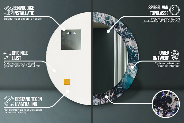 Espelho circular de parede decorativo Mar tempestuoso