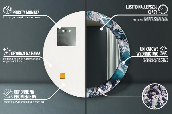 Espelho circular de parede decorativo Mar tempestuoso