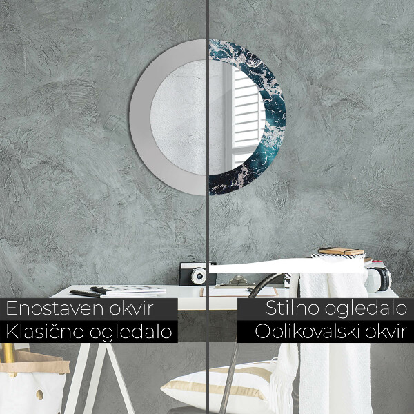 Espelho circular de parede decorativo Mar tempestuoso