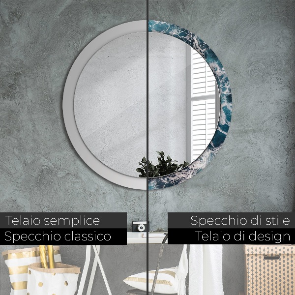 Espelho circular de parede decorativo Mar tempestuoso