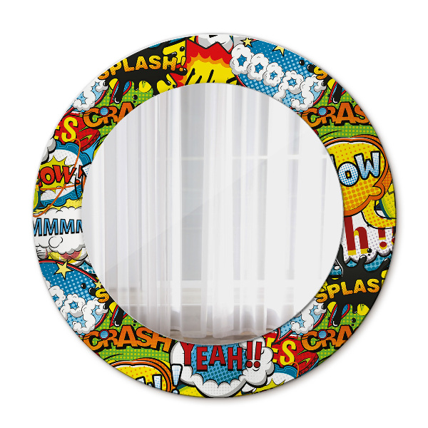 Espelho circular de parede decorativo Padrão estilo cartoon
