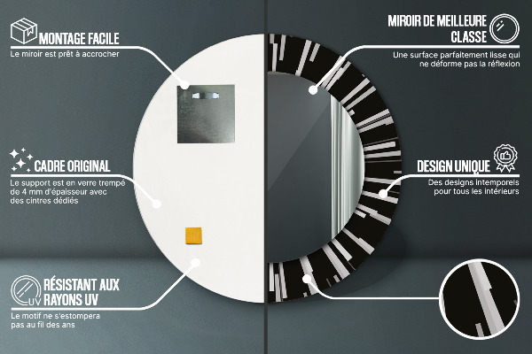 Espelho com moldura impressa redondo Composição radial