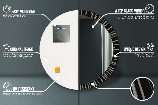 Espelho com moldura impressa redondo Composição radial