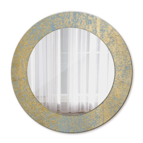 Espelho circular de parede decorativo Textura de folha de ouro
