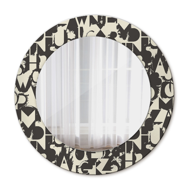 Espelho de parede circular decorativo Tipografia abstrata