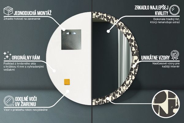 Espelho de parede circular decorativo Tipografia abstrata