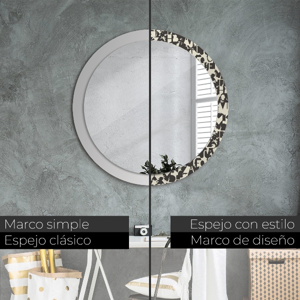 Espelho de parede circular decorativo Tipografia abstrata