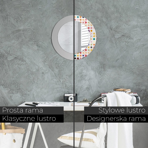 Espelho com moldura impressa redondo Multicor sem costuras