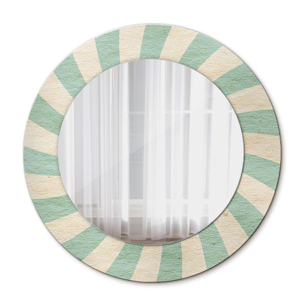 Espelho com moldura impressa redondo Padrão retro pastel