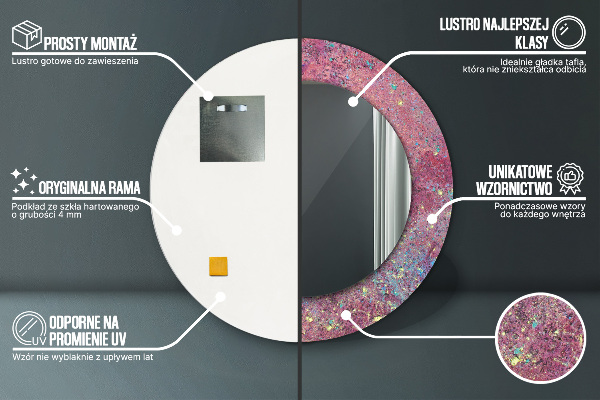 Espelho de moldura impressa redondo Festival de cores