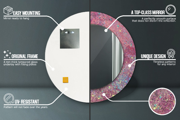 Espelho de moldura impressa redondo Festival de cores