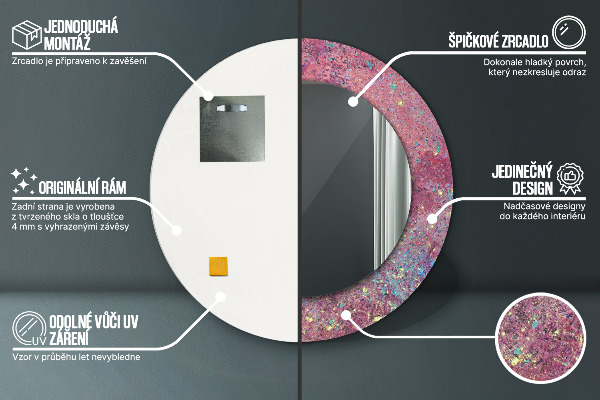 Espelho de moldura impressa redondo Festival de cores