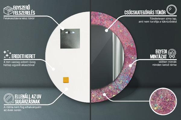 Espelho de moldura impressa redondo Festival de cores