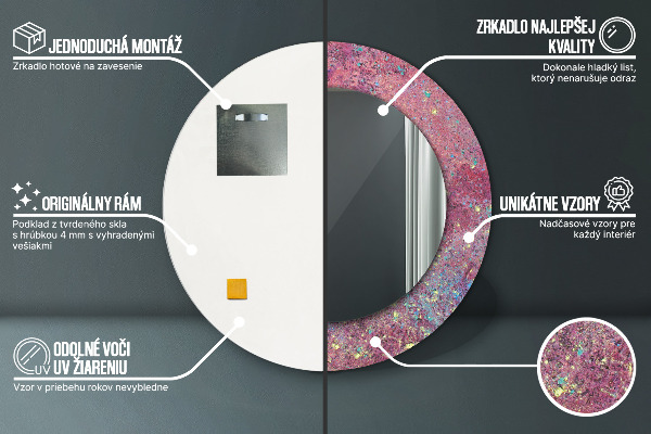 Espelho de moldura impressa redondo Festival de cores