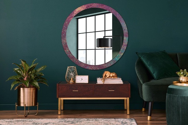 Espelho de moldura impressa redondo Festival de cores