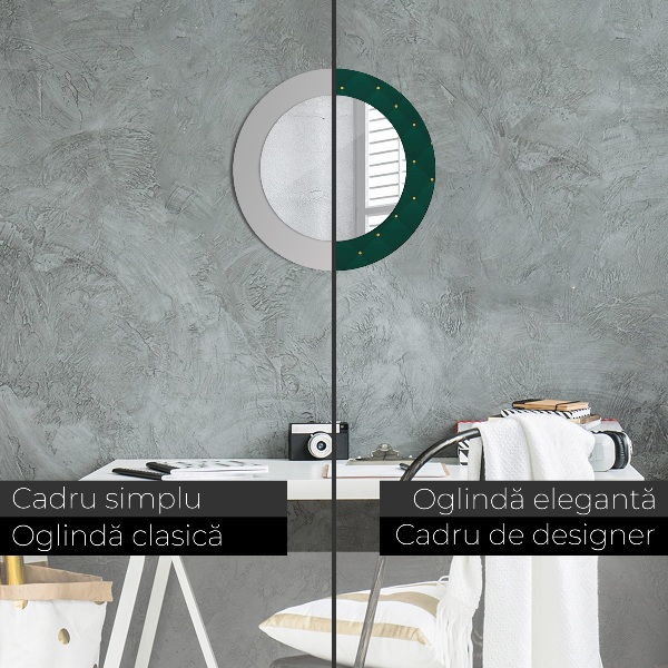 Espelho com moldura impressa redondo Estêncil verde de luxo