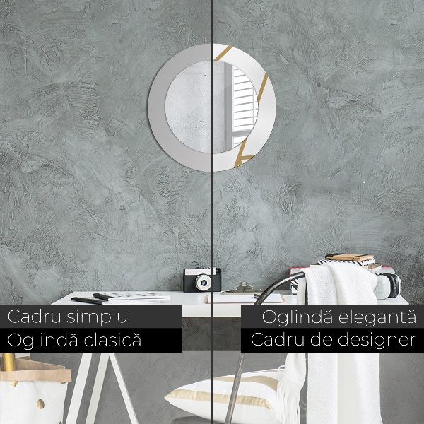 Espelho com moldura impressa redondo Composição linear