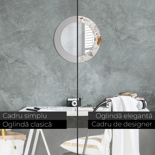 Espelho com moldura impressa redondo Fundo de terraço