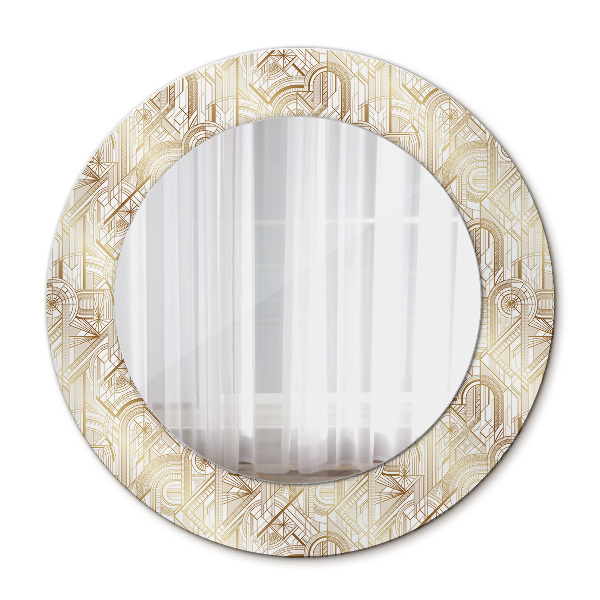 Moldura impressa espelho redondo Composição Art deco