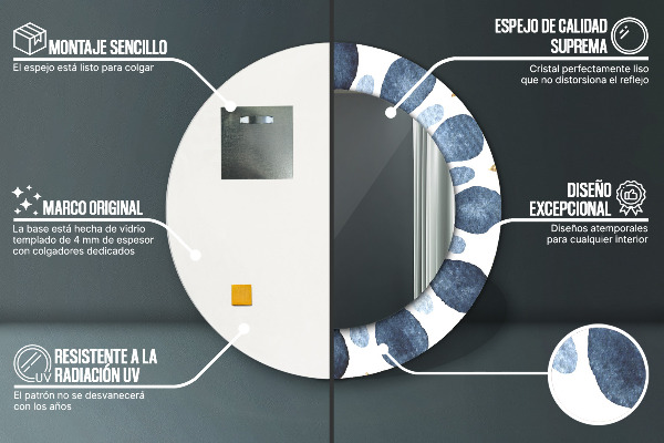 Espelho de parede circular decorativo Mandala lunar