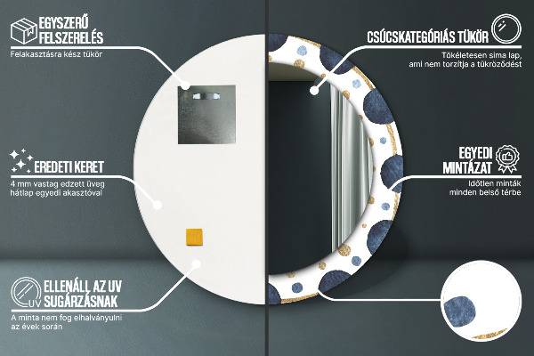Espelho de parede circular decorativo Mandala lunar