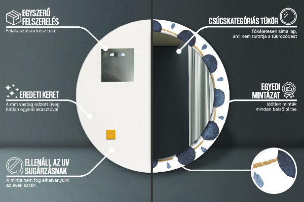 Espelho de parede circular decorativo Mandala lunar