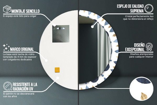 Espelho de parede circular decorativo Mandala lunar
